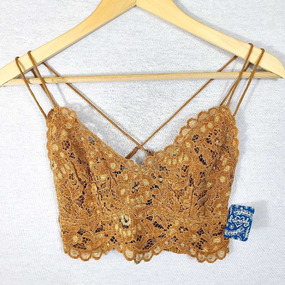 Free People Burnt Caramel Celine Lace Bralette